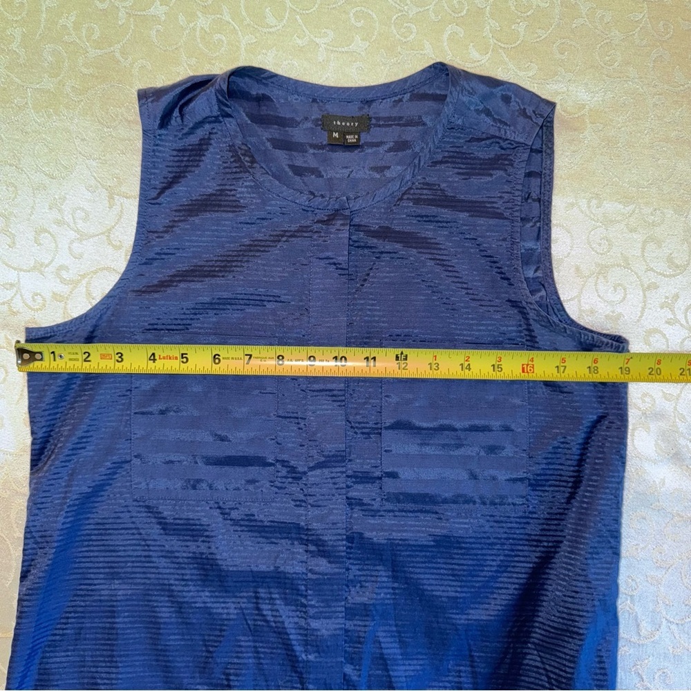 Theory Navy Blue Sleeveless Button Up Blouse - Picture 12 of 16